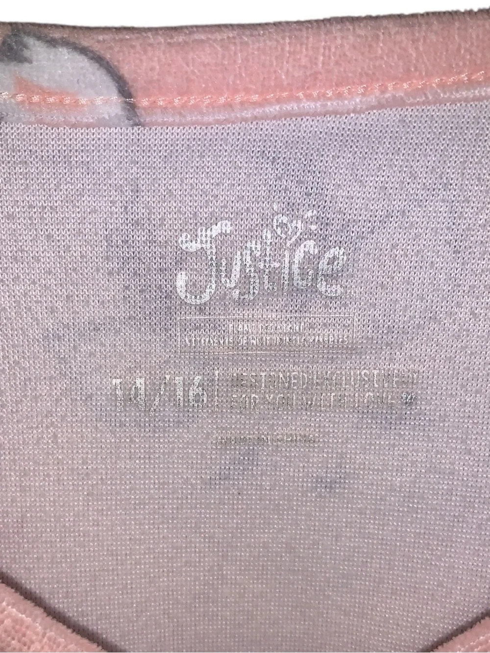 Justice Light Pink Reindeer Long-Sleeve Velour Nightgown Girls 14/16